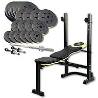 Набір Besport PowerPro 109кг з прямим грифом та лавою WB-003