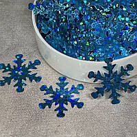 Паєтки декоративні "Сніжинка", розмір 20 мм, блакитний, упаковка ≈150 шт, арт 019452, Блакитний