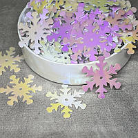 Паєтки декоративні "Сніжинка", розмір 20 мм, різнокольоровий (біло-рожевий), упаковка ≈150 шт, арт 019454, Різнокольоровий