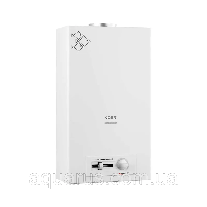 Газова колонка KOER KWH.G0410 WHITE димохідна з п'єзорозпалом 10 л/хв (колір білий) (KR5663)