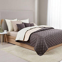 Покривало 180х210 см IDEIA стьобане двостороннє якісна стібка мікрофібра шоколад беж на ліжко диван