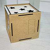 Копілка на мрію з дерева куб "Котик патріот" Розмір 10.5*10.5 см, фото 6