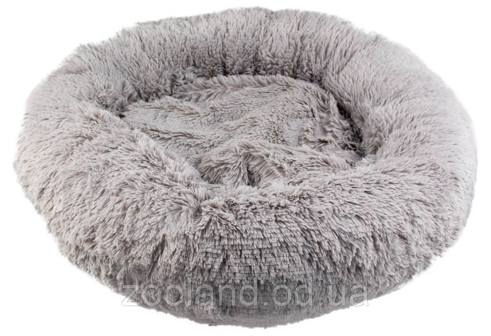 ММ-22 Пухнастики Лежанка Пончик сіра, 55х55 см