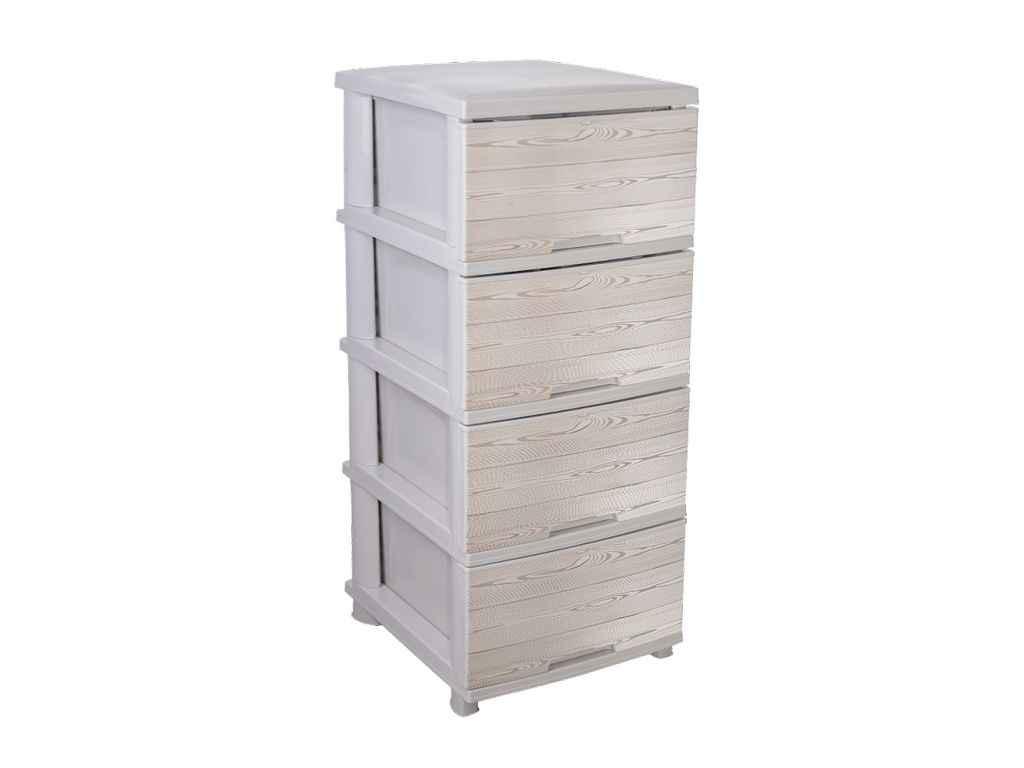 Комод 4-яр. кремовий з декором Дерево темне ТМ АЛЕАНА, фото 1