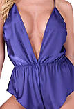 Боді з глибоким V-подібним вирізом у зоні декольте синього кольору Passion SENSIE BODY розмір L Кайф, фото 5