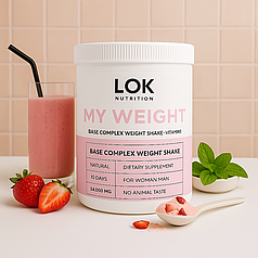 Жіночий білково-вуглеводний коктейль для набору ваги LOK Nutrition 500 гр. Полуниця