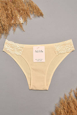 Труси жіночі бежевого кольору з гіпюровими вставками 207853T Безкоштовна доставка