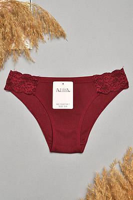 Труси жіночі бордового кольору з гіпюровими вставками 207854T Безкоштовна доставка