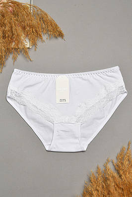 Труси жіночі білого кольору з гіпюровими вставками 207857T Безкоштовна доставка