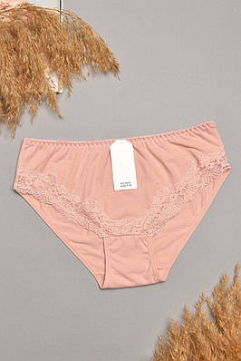 Труси жіночі пудрового кольору з гіпюровими вставками 207858T Безкоштовна доставка