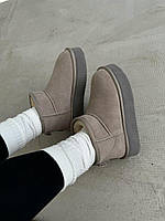 Жіночі черевики UGG ULTRA MINI PLATFORM BEIGE / GREY SUEDE женские ботинки UGG на зиму
