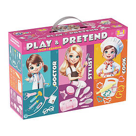 Дитячий ігровий подарунковий набір 3 в 1 "Playandpretend" ТехноК 2277TXK лікар, стиліст, кухар, Toyman