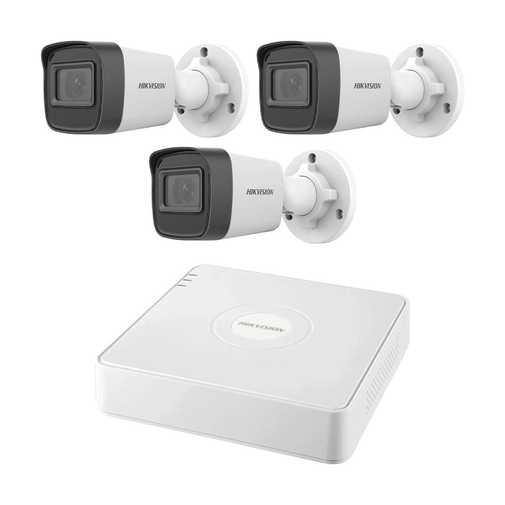 Комплект IP-відеоспостереження на 3 камери Hikvision IP-Video Kit 3x2MP (B): 3 циліндричні 2MP відеокамери + 4-канальний 6MP, фото 1