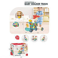 Ходунки-каталка 6062 (8) піаніно, звук, підсвітка, годинник, сортер, рухомі елементи, парогенератор, звук потяга, на батарейках, в