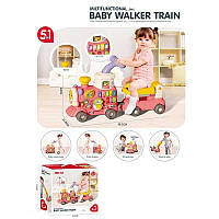 Ходунки-каталка 6065 (6) піаніно, звук, толокар, підсвітка, годинник, сортер, рухомі елементи, парогенератор, звук потяга, на