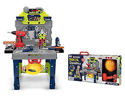 Набір інструментів 008-201 (8) конструктор, шуруповерт обертається, реверс, верстат, каска, валіза, молоток, тиски, пилка,