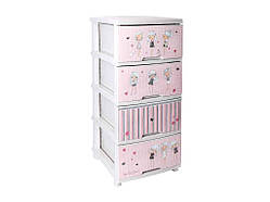 Комод 4-яр. біла роза з декором Дівчатка ТМ АЛЕАНА