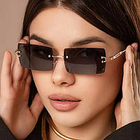 Сонцезахисні окуляри унісекс прямокутні Aura без оправи чорні