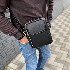 Чоловіча шкіряна сумка через плече барсетка багато відділень Monarch