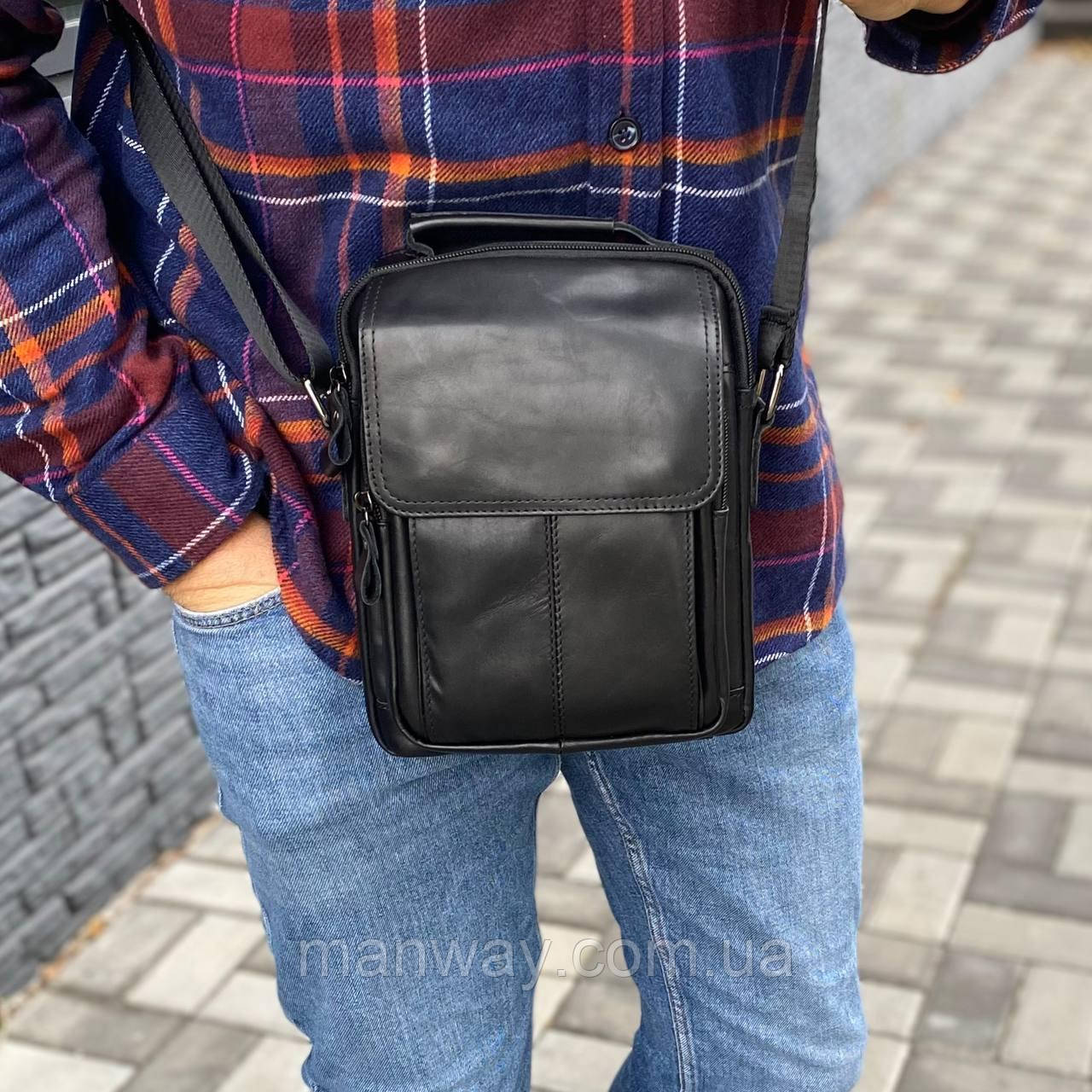 Чоловіча ділова сумка барсетка натуральна шкіра багато відділень Modern leather