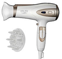 Новий фен для волосся з функцією іонізації Adler AD2248 White Champane з Європи з гарантією
