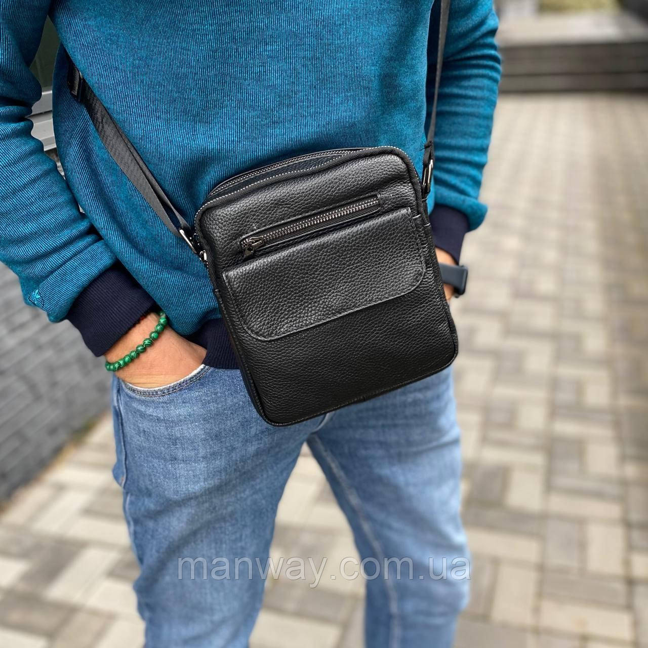 Чоловіча сумка натуральна шкіра через плече барсетка City leather