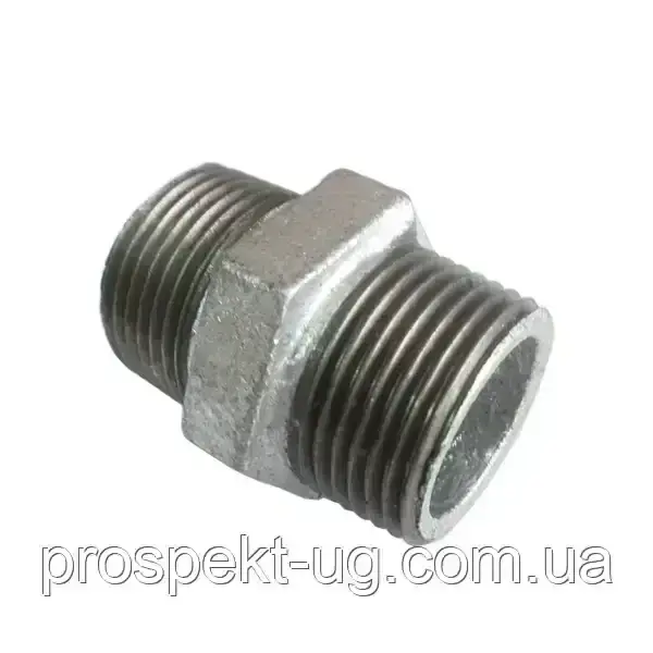 Ніпель Ду25х25 (1"х1") чавунний оцинкований різьбовий, фото 1