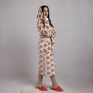 Жіночий довгий махровий халат "Квіти" р.42-54