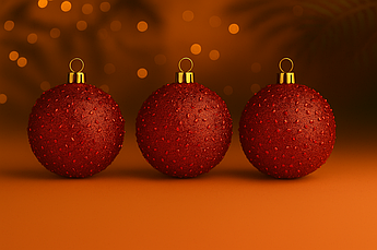 Набір новорічних іграшок «Бісеринка», кулі на ялинку, 6 штук, пластик, Ø 10 см Червоний