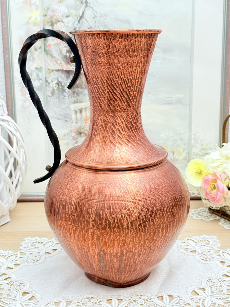 Колекційний мідний великий глечик ручної роботи,мідь, Німеччина, вінтаж, інтер'єрний, фото 1