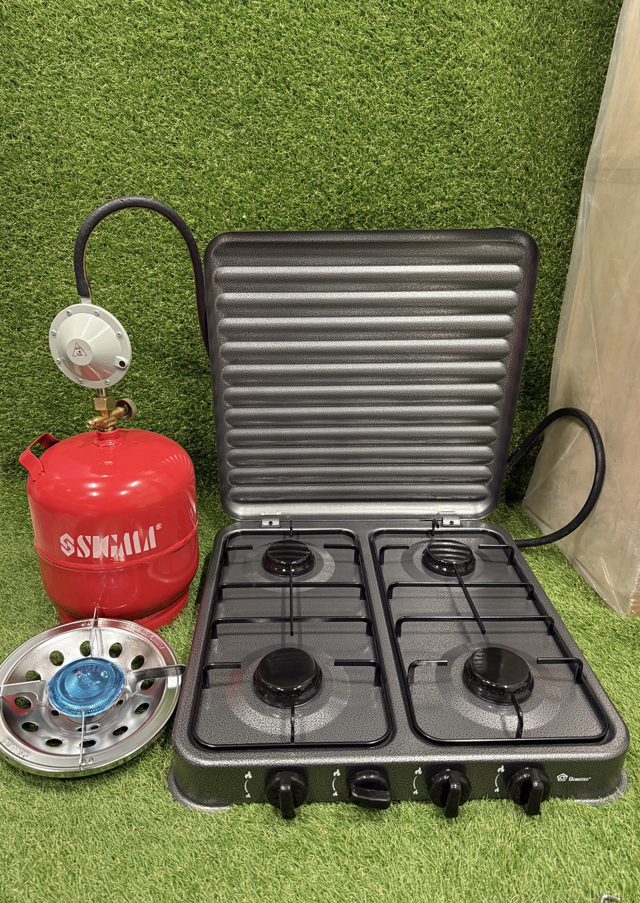 Газова плита 4-комфоркова + Баллон 8 л + редуктор зі шлангом + пальник у подарунок, фото 1