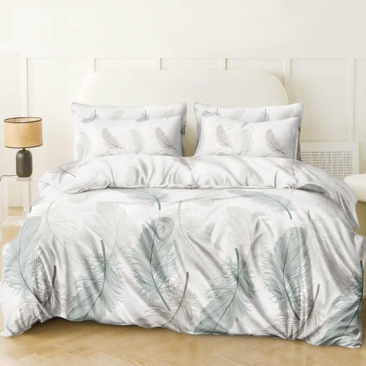 Підковдра на блискавці 145х215 (Сатин) | Полуторна підковдра від виробника "Королева Ночі" | Пір'я на світлому, фото 1