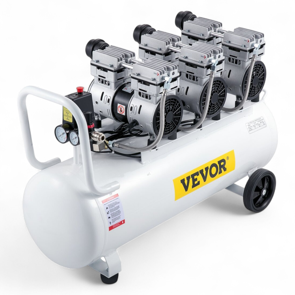 Безмасляний компресор для сервісу VEVOR VV-0120 3×1400 Вт 100 л компресор для пневматики, фото 1