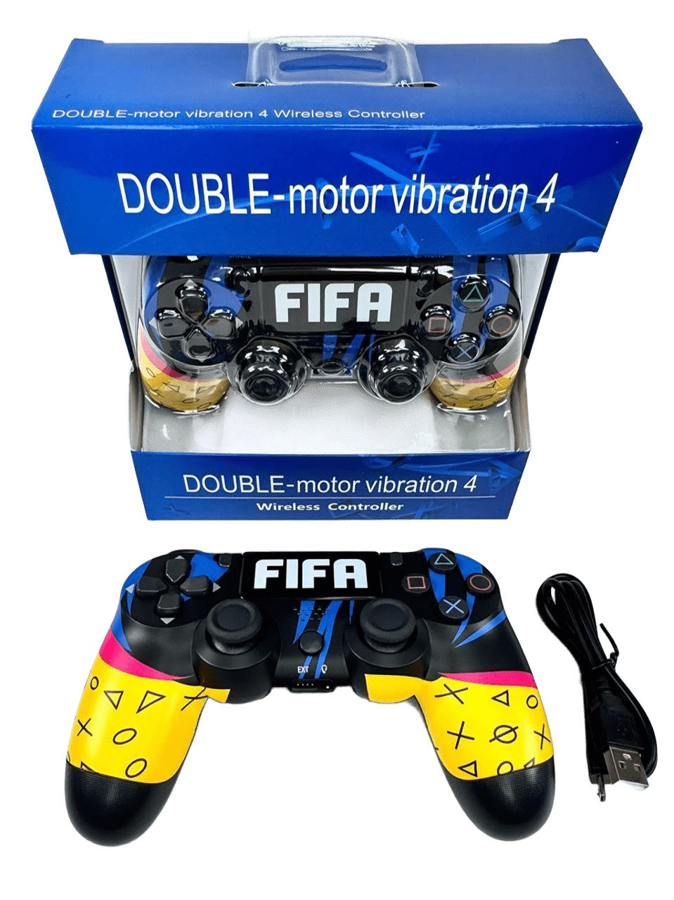 Джойстик бездротовий Double-Motor Vibration 4 Wireless Controller для PS4/PC FIFA, фото 1