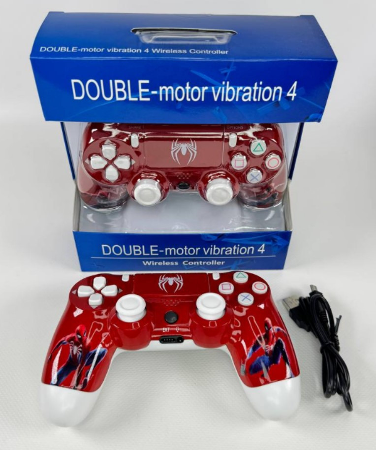 Джойстик бездротовий Double-Motor Vibration 4 Wireless Controller для PS4/PC Spiderman, фото 1