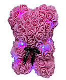 Подарунковий ведмедик із троянд з підсвіткою 3D Teddy Flower 25 см Рожевий, фото 2