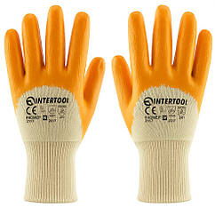 Робочі рукавиці INTERTOOL SP-0110 з нітриловим покриттям 3/4 — трикотажні, міцні, захист рук від пошкоджень