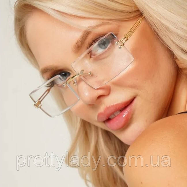 Сонцезахисні окуляри унісекс прямокутні Aura без оправи іміджеві прозорі