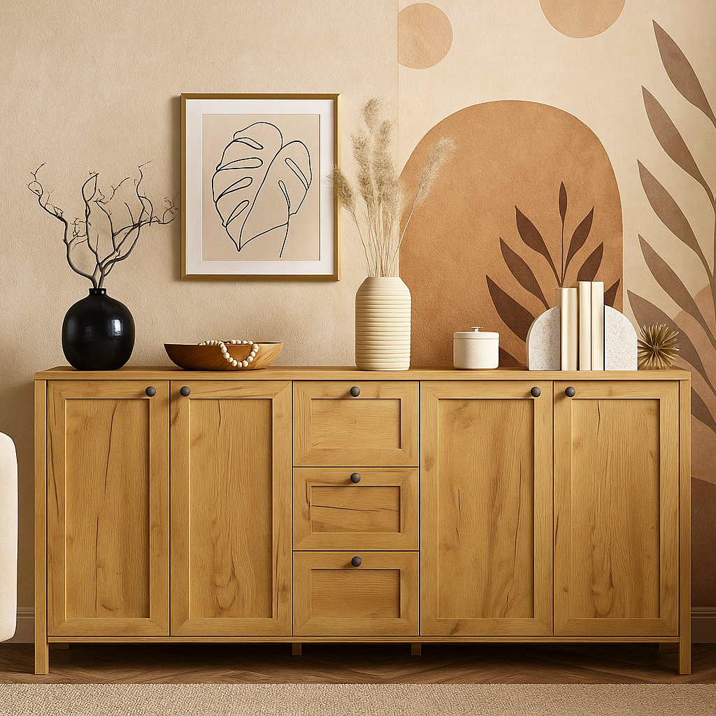 Сучасний великий довгий комод 180 см комбінований з дверцятами та шухлядами на ніжках модерн у вітальню зал Klark VMV Holding