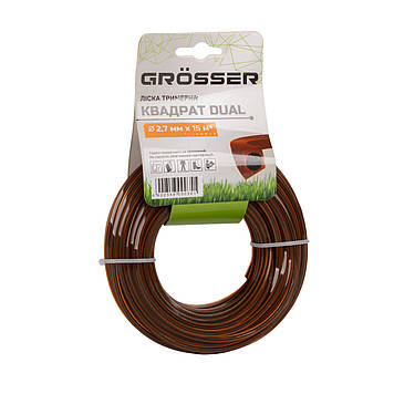 Ліска для тримера Grosser квадрат dual 2.7мм х 15м