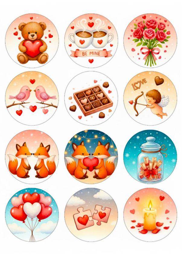 Вафельна картинка для капкейків "Кохання" /ВК-0142/ - А4, фото 1