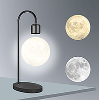 Левітуючий нічник Місяць (магнітна LED лампа, що літає) декоративна лампа з бездротовою зарядкою, тепле і холодне біле світло