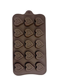 Форма силіконова для льоду та цукерок Серце косе із 15шт.