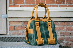 Жіноча сумка саквояж,модна жіноча сумка повсякденна,сумка для начання жіноча шкіряна зелений-карамель 27см*27см