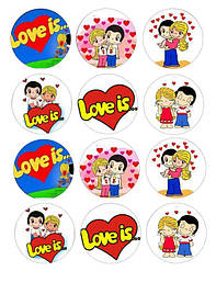 Вафельна картинка для капкейків  "Love is..." /ВК-0148/  - А4