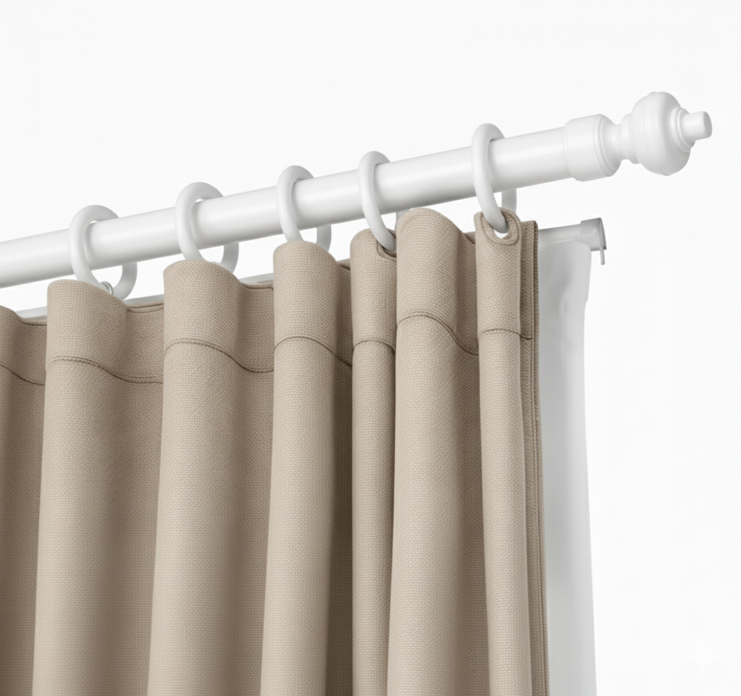 Карниз трубчастий Білий подвійний товщина 28 мм із кронштейнами кільцями з гачками металопластиковий, фото 1