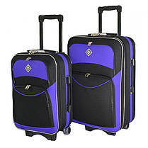 Набір валіз на колесах Bonro Style — 2 шт (M+L) чорно-фіолетовий середня і велика дорожні тканинні з кодовим замком і ручкою, фото 2