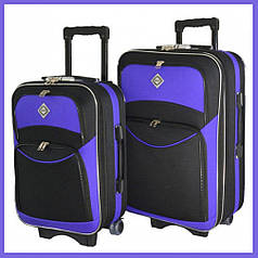 Набір валіз на колесах Bonro Style — 2 шт (M+L) чорно-фіолетовий середня і велика дорожні тканинні з кодовим замком і ручкою