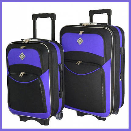 Набір валіз на колесах Bonro Style — 2 шт (M+L) чорно-фіолетовий середня і велика дорожні тканинні з кодовим замком і ручкою, фото 1
