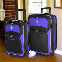 Набір валіз на колесах Bonro Style — 2 шт (M+L) чорно-фіолетовий середня і велика дорожні тканинні з кодовим замком і ручкою, фото 3